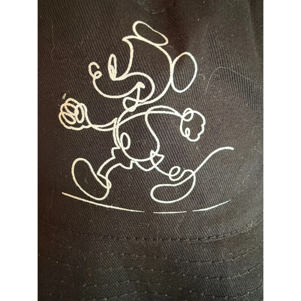 Disney Bucket Hat Black Mickey Mouse Reversible Line Art All Over Print Cotton